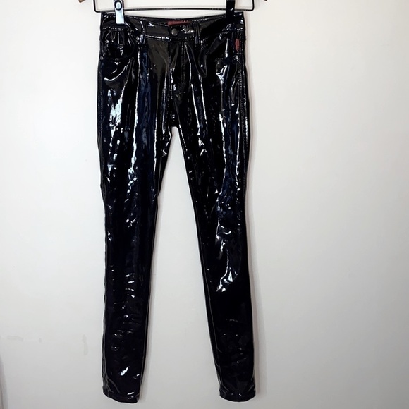 TRIPP NYC Vinyl Low Rise Skinny Pants In Patent Leather Black - Picture 2 of 8